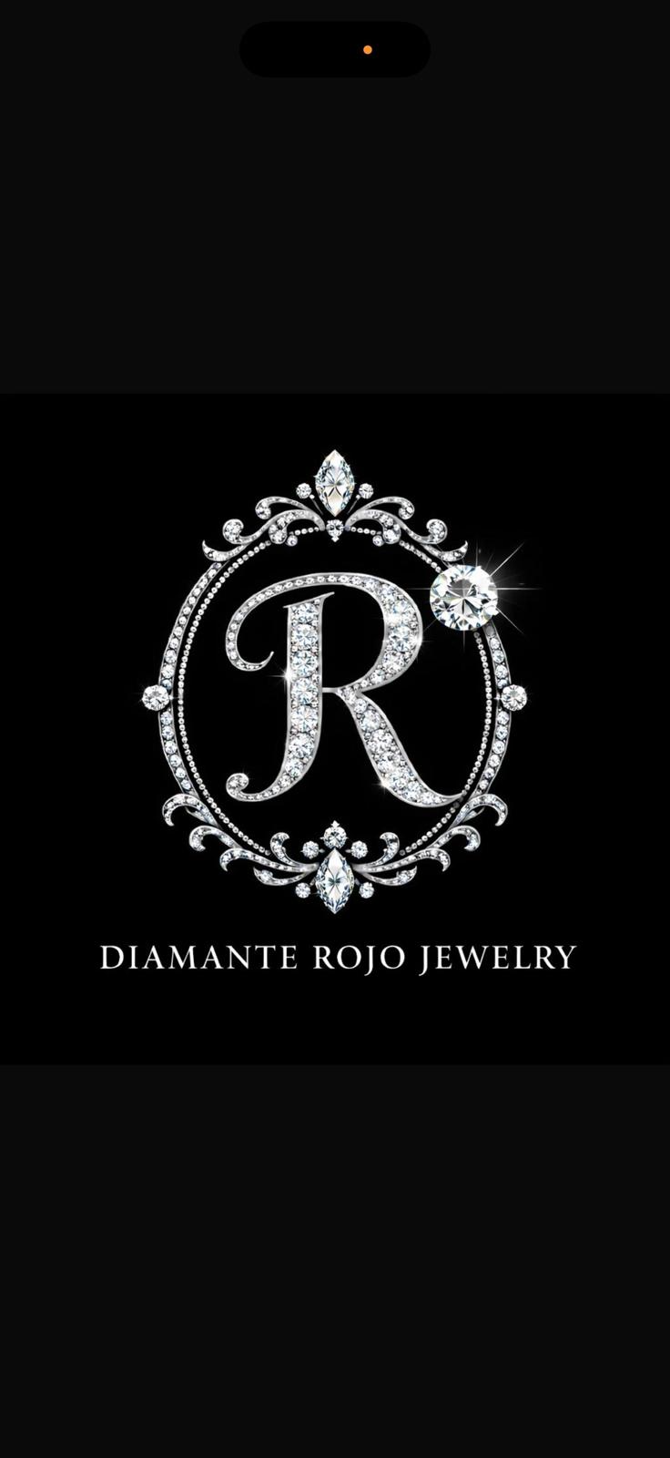 Diamante Rojo Jewelry: diamond R crest with the business name underneath